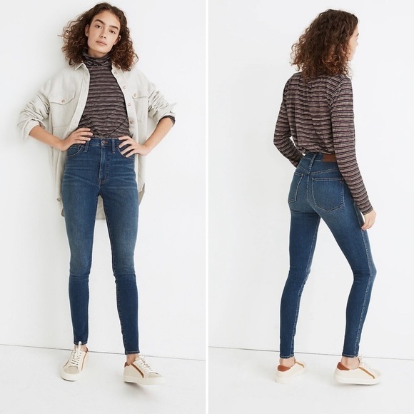 Madewell New 10" High-Rise Roadtripper Supersoft Jeans in Playford Wash 23 tall - Picture 1 of 8